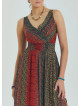 P V Neck Double Breasted Long Tile Dress 4559
